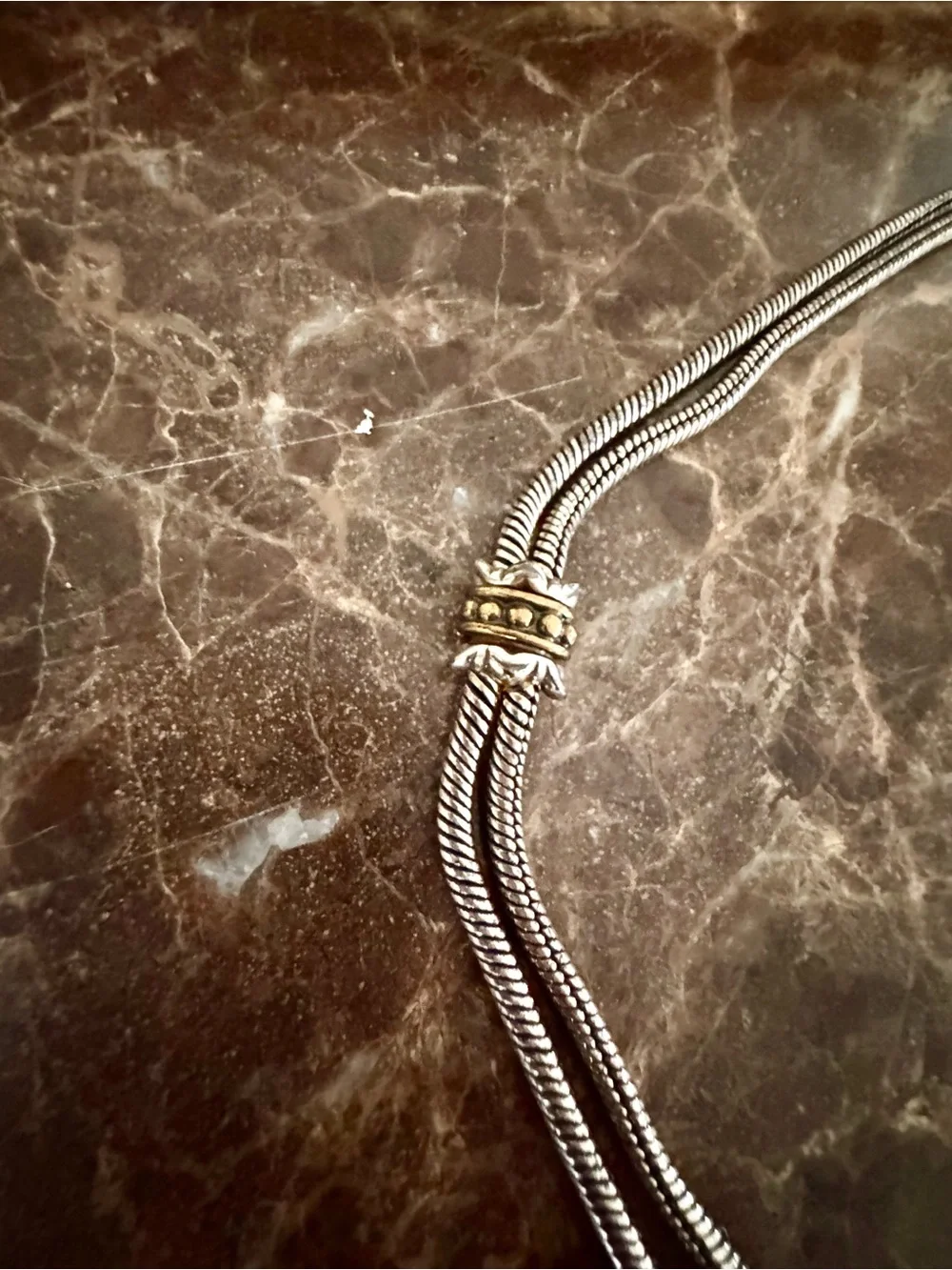 Vintage 90s Y2K Brighton Two-Tone Double Snake Chain Belt